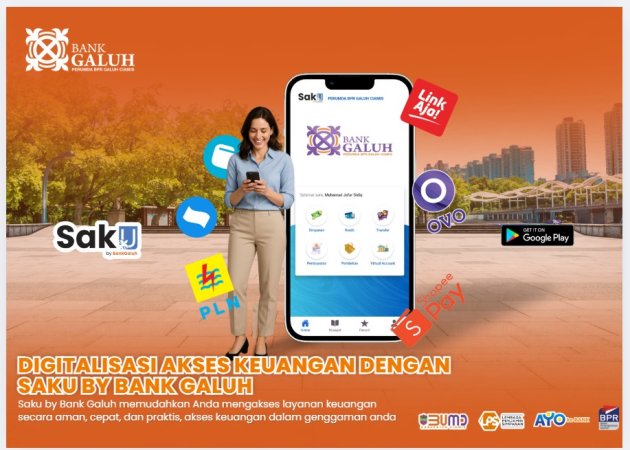 SAKU By Bank Galuh, layanan digital yang memungkinkan nasabah memantau riwayat mutasi simpanan dan saldo mereka secara real time serta menjadi channel pembayaran PPOB online. 