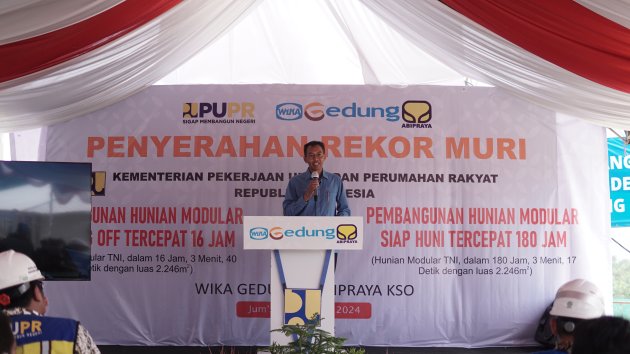 Hadiah HUT RI ke-79, Brantas Abipraya Raih Dua MURI untuk Pembangunan Hunian Modular TNI di IKN Tercepat