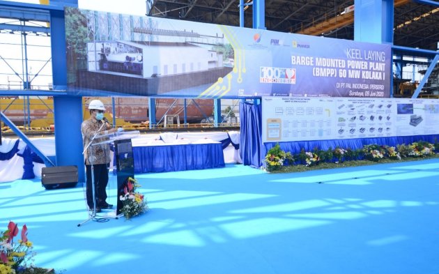 Proyek Dual Fuel BMPP Untuk Elektrifikasi Indonesia Timur Masuki Tahapan Keel Laying