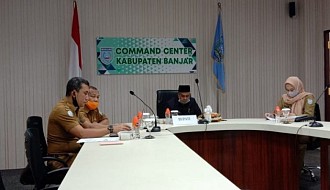 Bupati Banjar H.Khalilurrahman Hadiri Vidcon Rakor Lintas Sektor RTRW Kabupaten Banjar