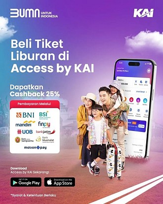 Menyambut Liburan Sekolah, KAI Hadirkan Cashback 25% Pembelian Tiket Melalui Access by KAI