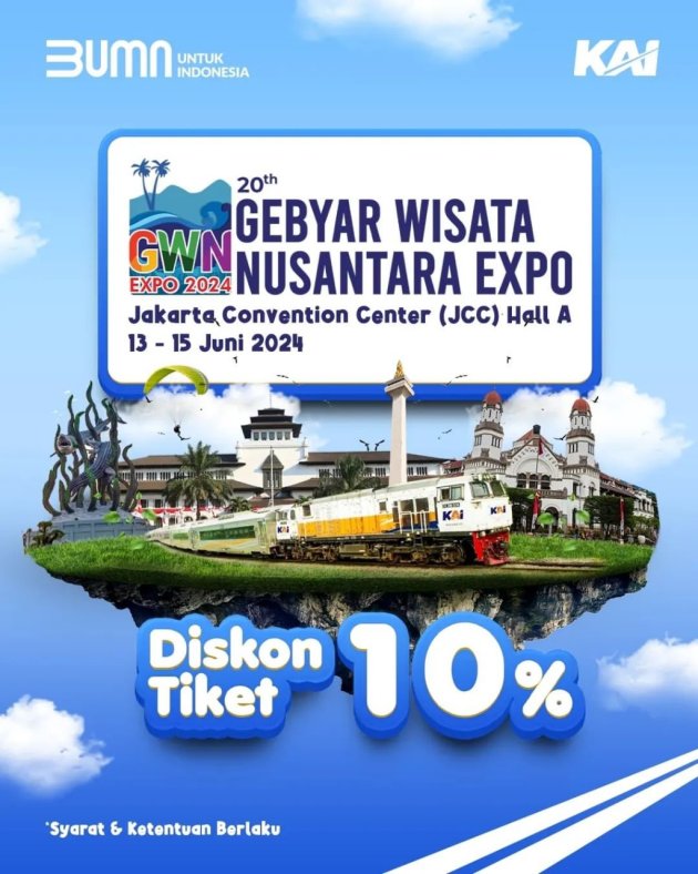 Ramaikan Event Gebyar Wisata Nusantara, KAI Hadirkan Diskon Tiket KA 10%