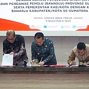 Pemerintah Provinsi, Kabupaten dan Kota Se-Sumsel Serentak Tandatangani NPHD Dana Pilkada
