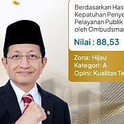 Kemenag Raih Kualitas Tertinggi Kepatuhan Pelayanan Publik dari Ombudsman