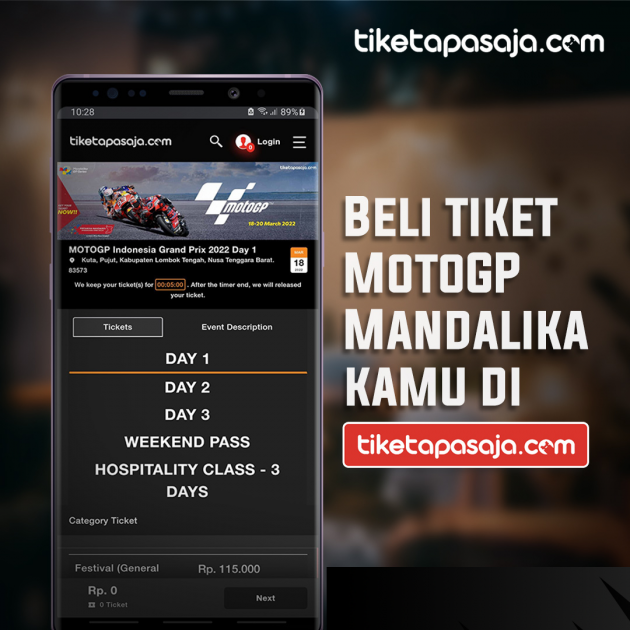 Tiket MotoGP 2022 Mandalika Berbagai Kategori di Tiketapasaja.com Terjual Habis
